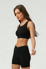 Women's Athletic Set:Cross Back Bra And Cross Waist Shorts