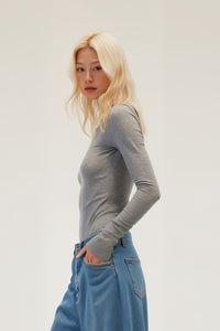 Women Tencel? Wool Boat Neck Slim Fit Long Sleeve T-Shirt