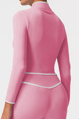 Women Color Block Naked Feel Zip Jacket