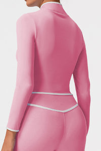 Women Color Block Naked Feel Zip Jacket