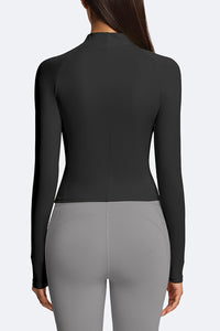 Women Semi-Zip Slim Fit Long Sleeve Athletic Top