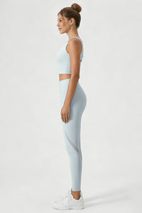 Women's Yoga Sets:Butterfly Back Bra And Mesh Panel Leggings