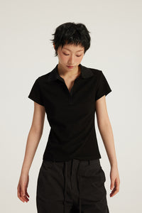 Women Slim Fit Polo Shirt - American Style Waist-Cinching Sport Top