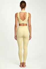 Women's Scallop-Edge High-Neck Top And Leggings Sports Set