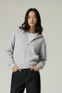 Women Hooded Semi-Zip Thermal Self-Heating Comfortable Casual Sweatshirt