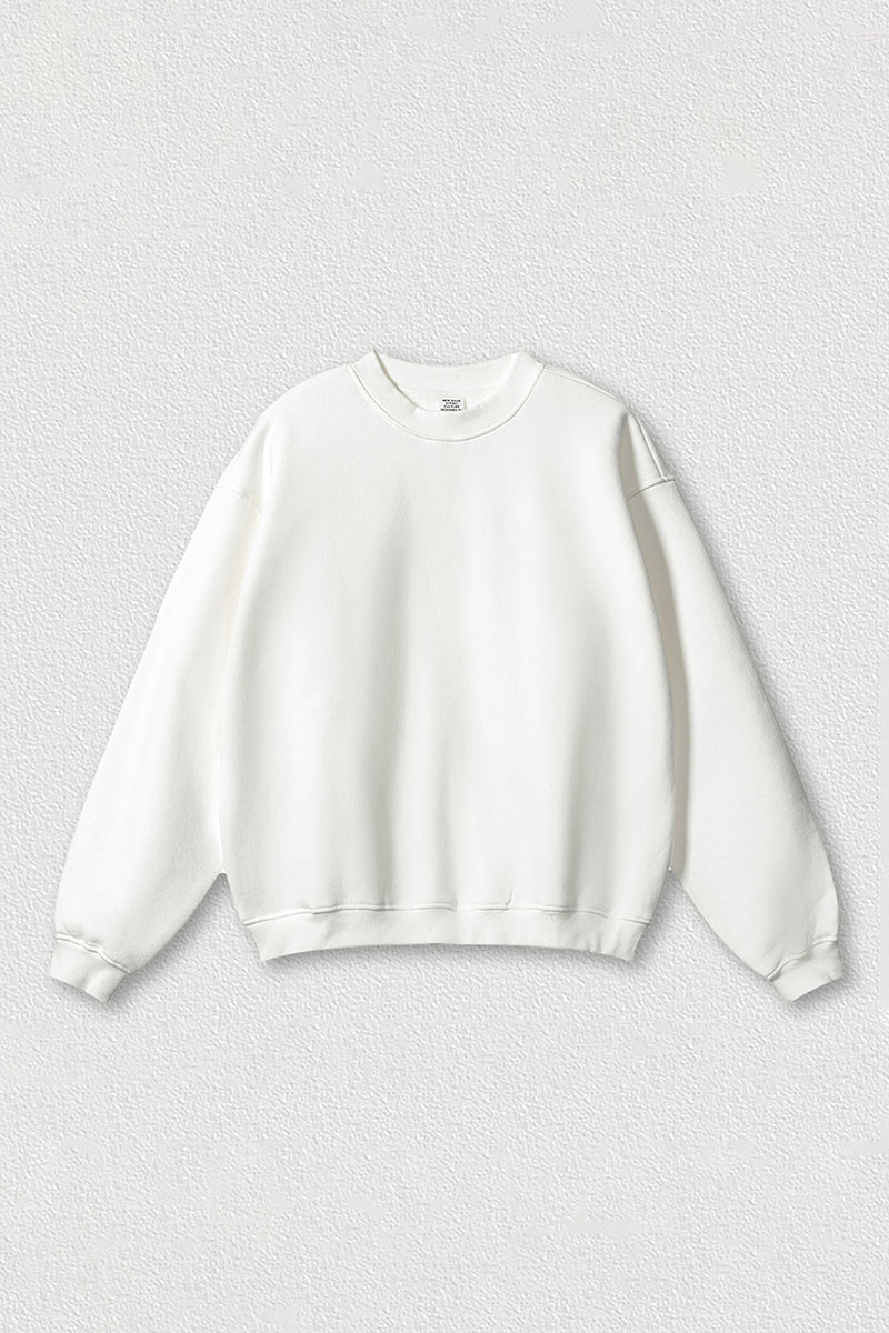 Loose fleece-lined thick round-neck sweatshirt