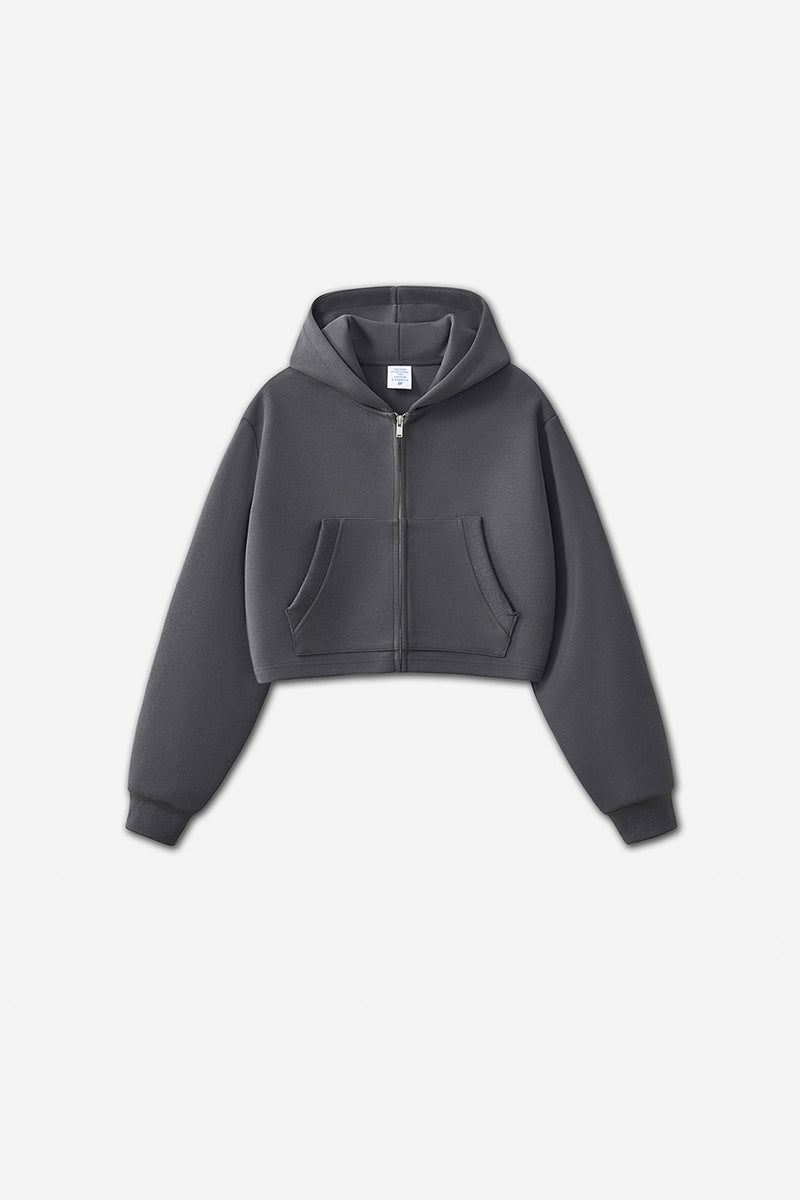 Women Clean Fit Cropped Zip-Up Hoodie
