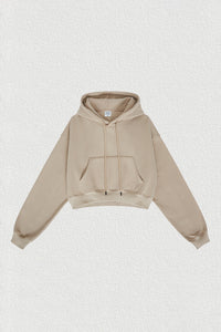Women's velvet thickened cropped hooded sweatshirt