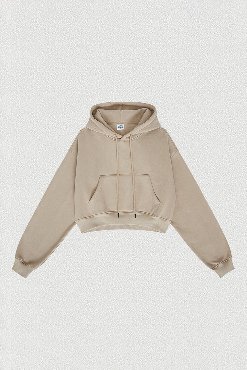 Women's velvet thickened cropped hooded sweatshirt