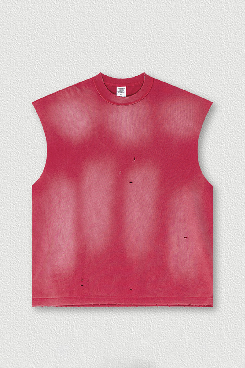 Vintage Distressed Sleeveless Sports Tank Top