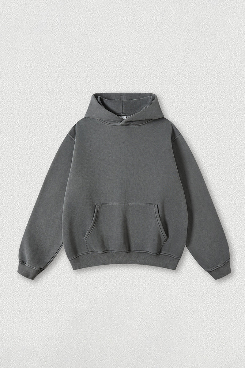 Heavyweight fleece hooded washed sweatshirt