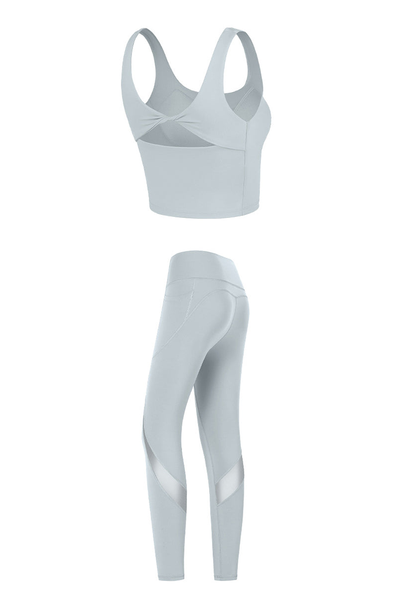 Women's Yoga Sets:Butterfly Back Bra And Mesh Panel Leggings