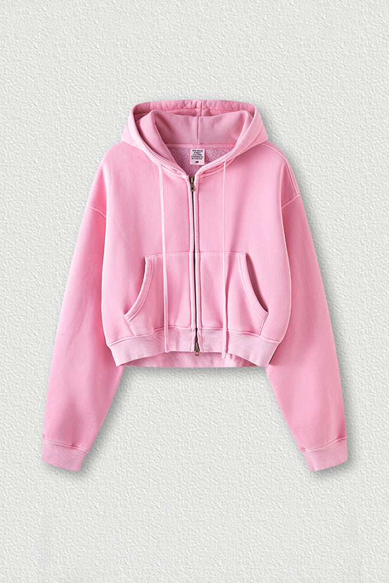 Women's zippered fleece cropped sweatshirt jacket