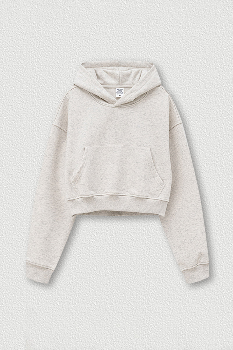 Women's Big Pocket Hooded Sweatshirt Cropped Top