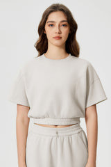 Air layer short sleeve cropped navel-baring sports top
