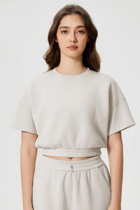 Air layer short sleeve cropped navel-baring sports top