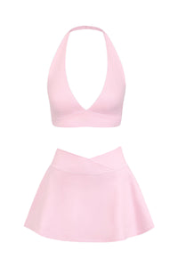 Women's Tennis Set:Halterneck Tank Top And Cross-Waist Skirt