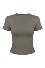 Women's Summer Slim Fit Crew Neck Solid Sports T-Shirt