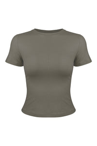 Women's Summer Slim Fit Crew Neck Solid Sports T-Shirt