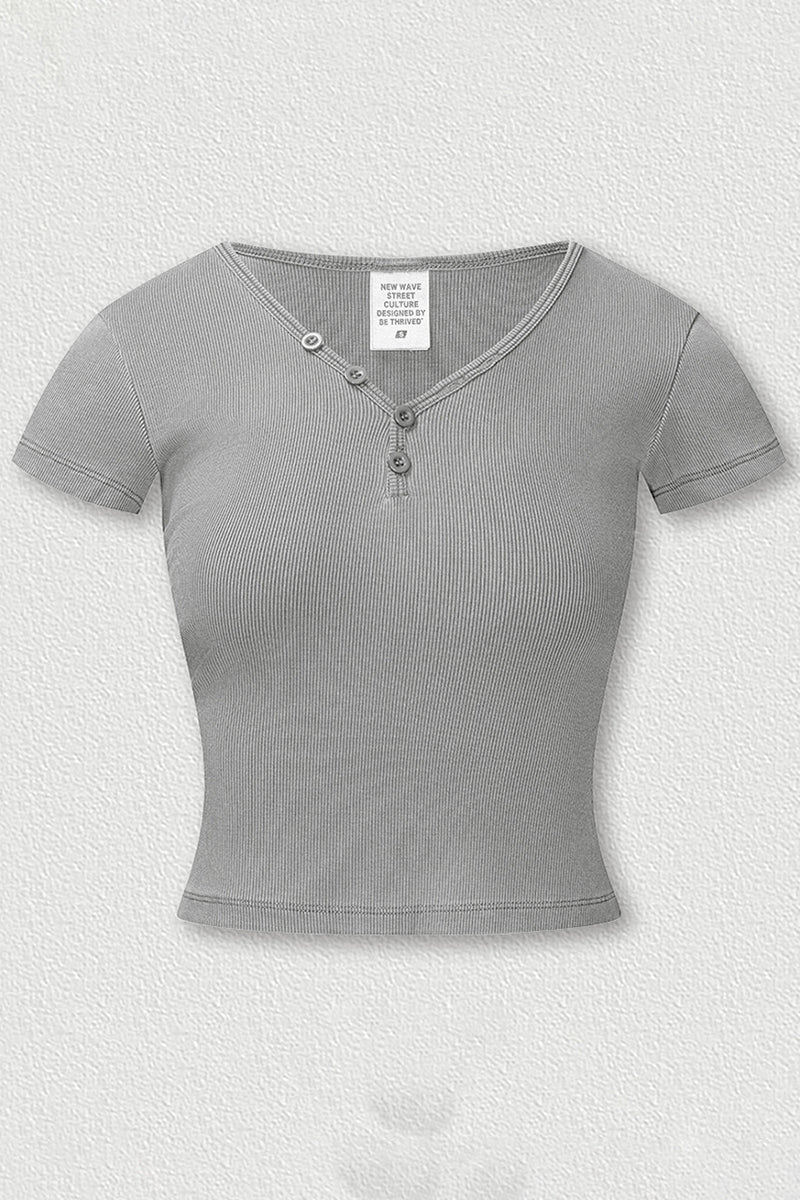 Women's Button Front V-Neck T-Shirt