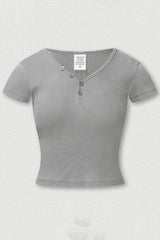 Women's Button Front V-Neck T-Shirt