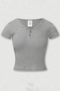 Women's Button Front V-Neck T-Shirt