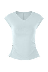 Women's Summer V-neck Pleated Sleeveless Cut Out Tank Top