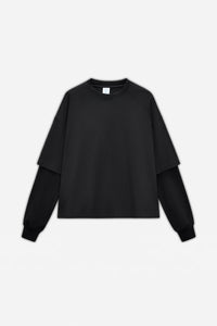Unisex Boxy Mock Two-Tone Long Sleeve T-Shirt