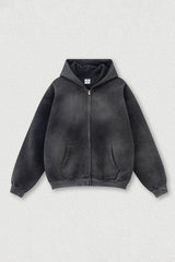 Distressed Fleece-Lined Hooded Sweatshirt