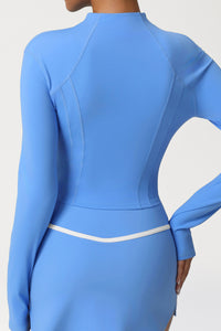 Women High-Neck Slim-Fit Zipper-Pocket Workout Yoga Jacket