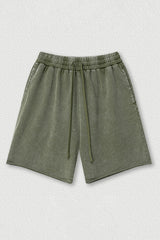 Distressed Washed Casual Shorts - Loose Rolled Hem Cargo Shorts