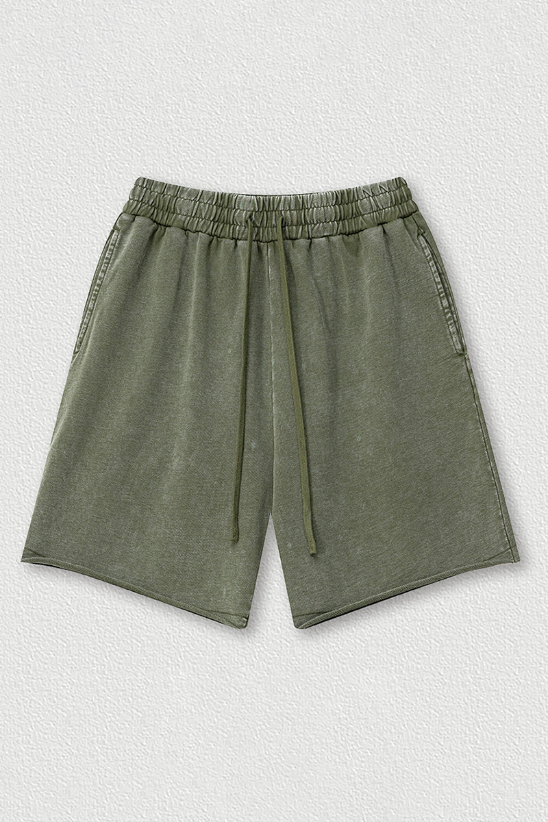 Distressed Washed Casual Shorts - Loose Rolled Hem Cargo Shorts