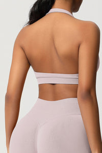Women Halter Neck Seamless Yoga Sports Bra - Breathable Support Top