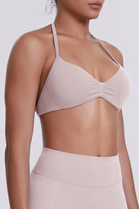Women Halter Neck Seamless Sports Bra - Breathable Backless Yoga Top