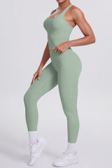 Women Naked-Feel Yoga Set: High-Waisted Pocket Leggings + Square Neck Sports Bra