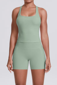 Women Naked-Feel Yoga Set: High-Waisted Sculpting Shorts + Cross-Back Sports Bra