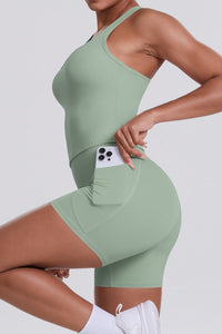 Women Naked-Feel Yoga Set: High-Waisted Sculpting Shorts + Cross-Back Sports Bra