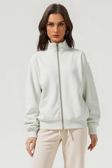 Men/Women Loop-Knit Stand Collar Zip-Up Hoodie