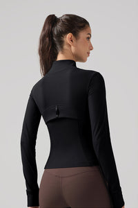 Women Ribbed Zip-Up High-Stretch Quick-Dry Fitness Jacket