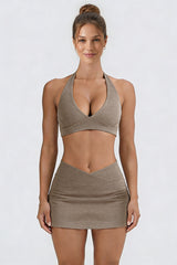 Women's Tennis Set:Halterneck Tank Top And Cross-Waist Skirt