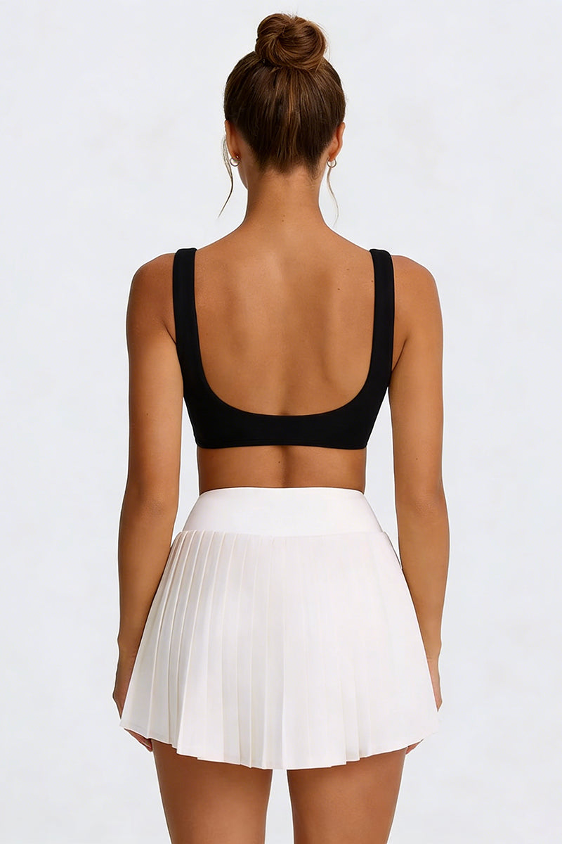 Women's Tennis Athletic Color Block Sets:Twist Front Bra & Skirt