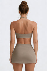 Women's Tennis Set:Halterneck Tank Top And Cross-Waist Skirt