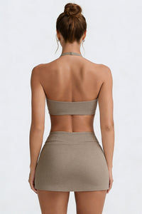 Women's Tennis Set:Halterneck Tank Top And Cross-Waist Skirt