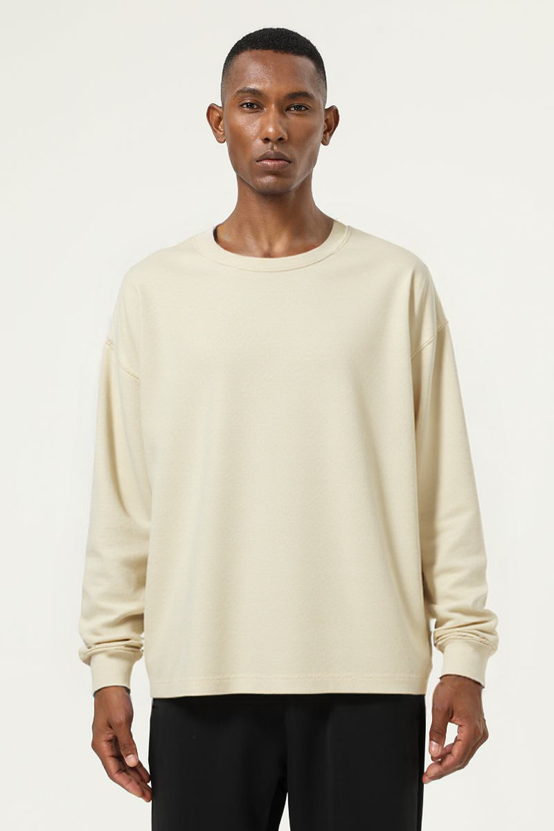 Men's Streetwear Cotton Loose Fitting Solid Pullover