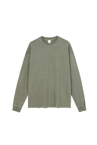 Unisex Heavyweight Retro Long Sleeve Tee: Washed Vintage Loose Fit