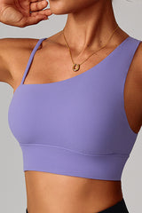 Women Asymmetric Single-Strap Quick-Dry Sports Bra