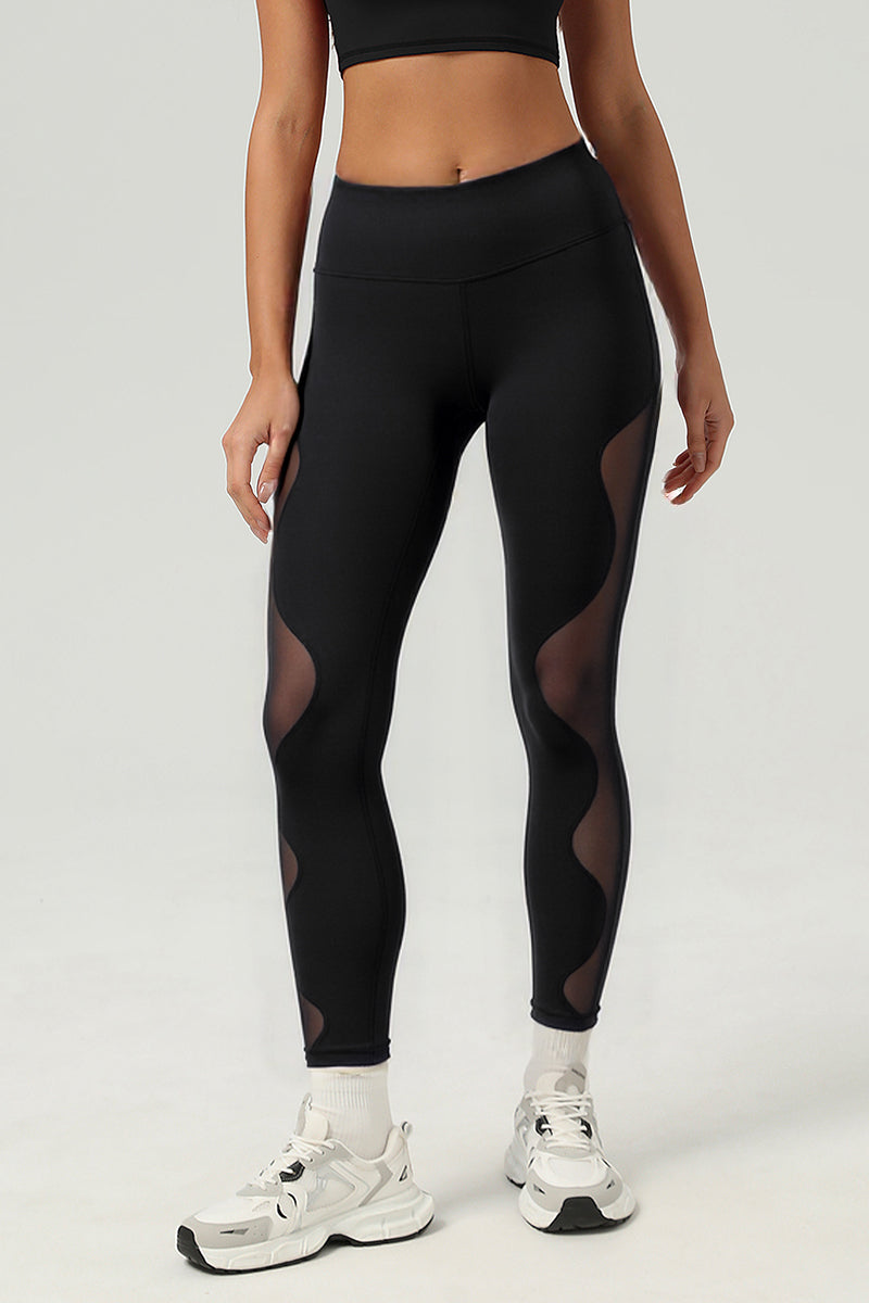 Women's Side Mesh-Paneled Breathable High-Waist Yoga Leggings