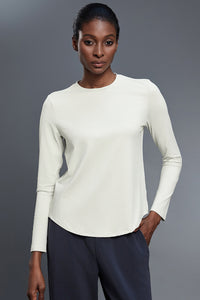 Women Relaxed-Fit Round-Neck Quick-Dry Yoga Workout Long Sleeve Top