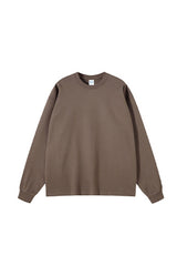 Unisex Heavyweight Oversize Long Sleeve Tee: Retro Textured Fabric Round Neck Design