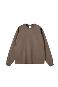 Unisex Heavyweight Oversize Long Sleeve Tee: Retro Textured Fabric Round Neck Design